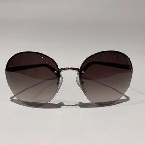 PRADA Black Semi-Rimless Gradient Sunglasses
